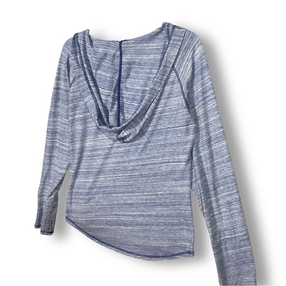 Prana Demi Hooded Pullover Top Sz L Space Dye Purple Lightweight Athleisure Acti - Picture 10 of 13